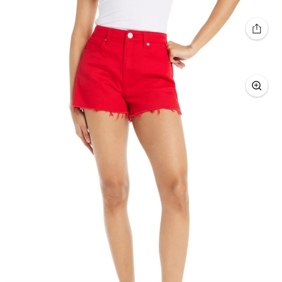 No Boundaries Red Seamed Denim Shorts New Sz 5 - Picture 2 of 5
